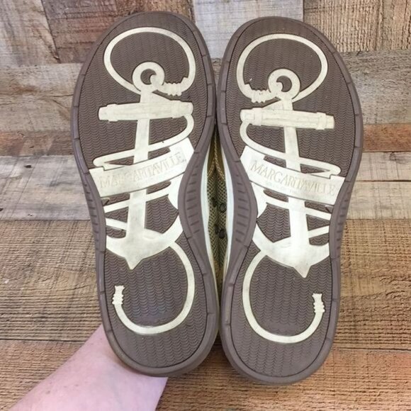 Margaritaville Boat Shoes Mens 10 Tan Leather Anchor Lace‎ Up - Picture 12 of 13